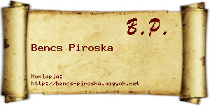 Bencs Piroska névjegykártya