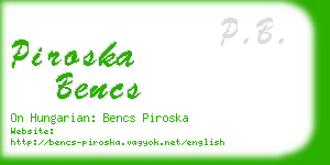 piroska bencs business card